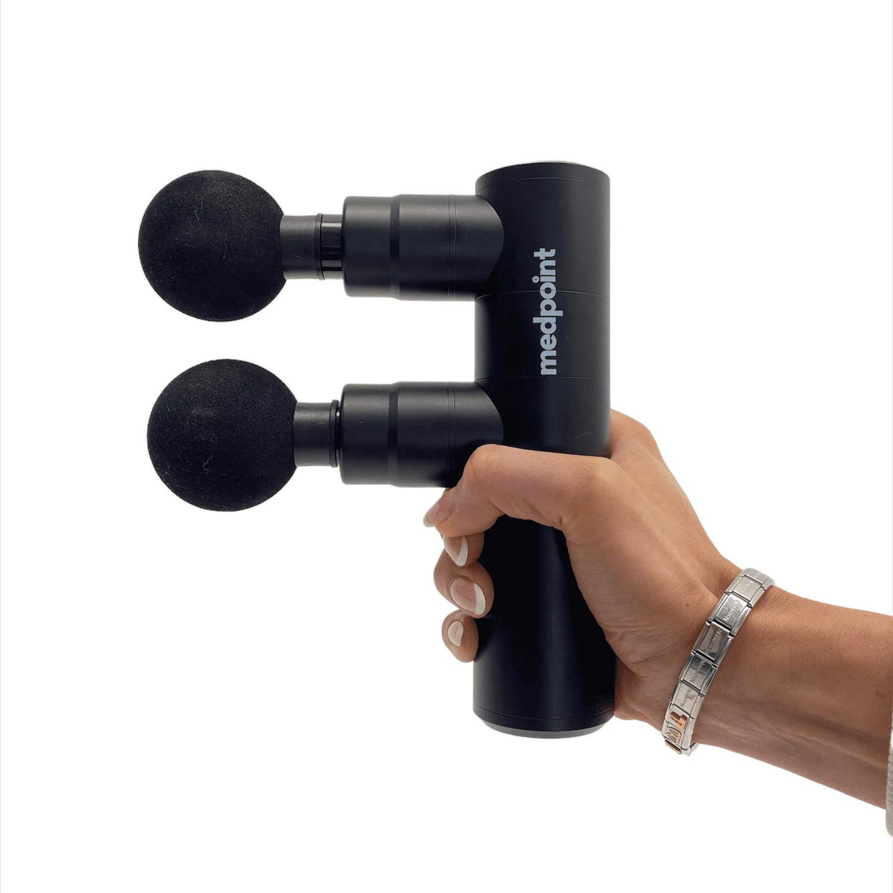 Medpoint kahe peaga massaažipüstol Mini Twin Black Edition